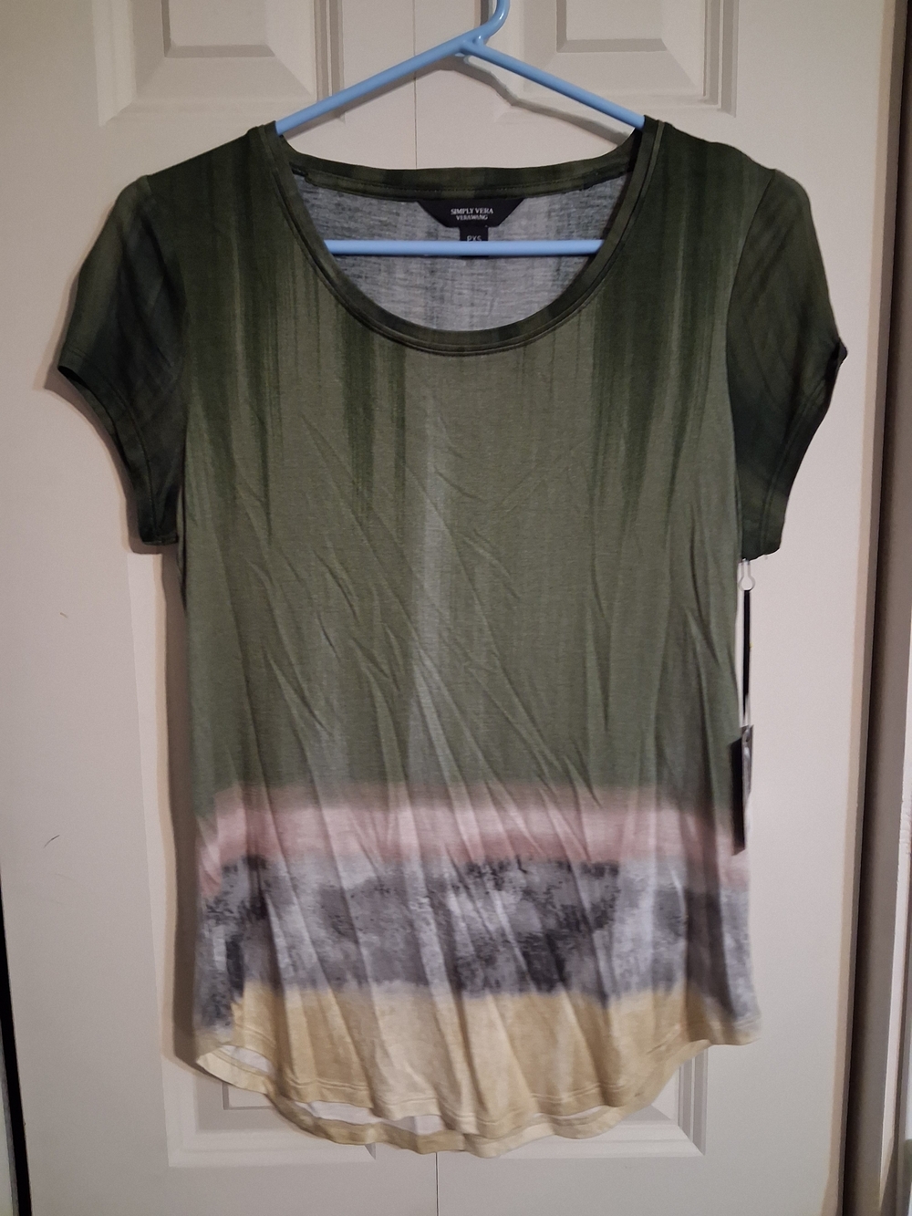 Simply Vera Vera Wang Olive Ombre Short Sleeve Scoopneck Top